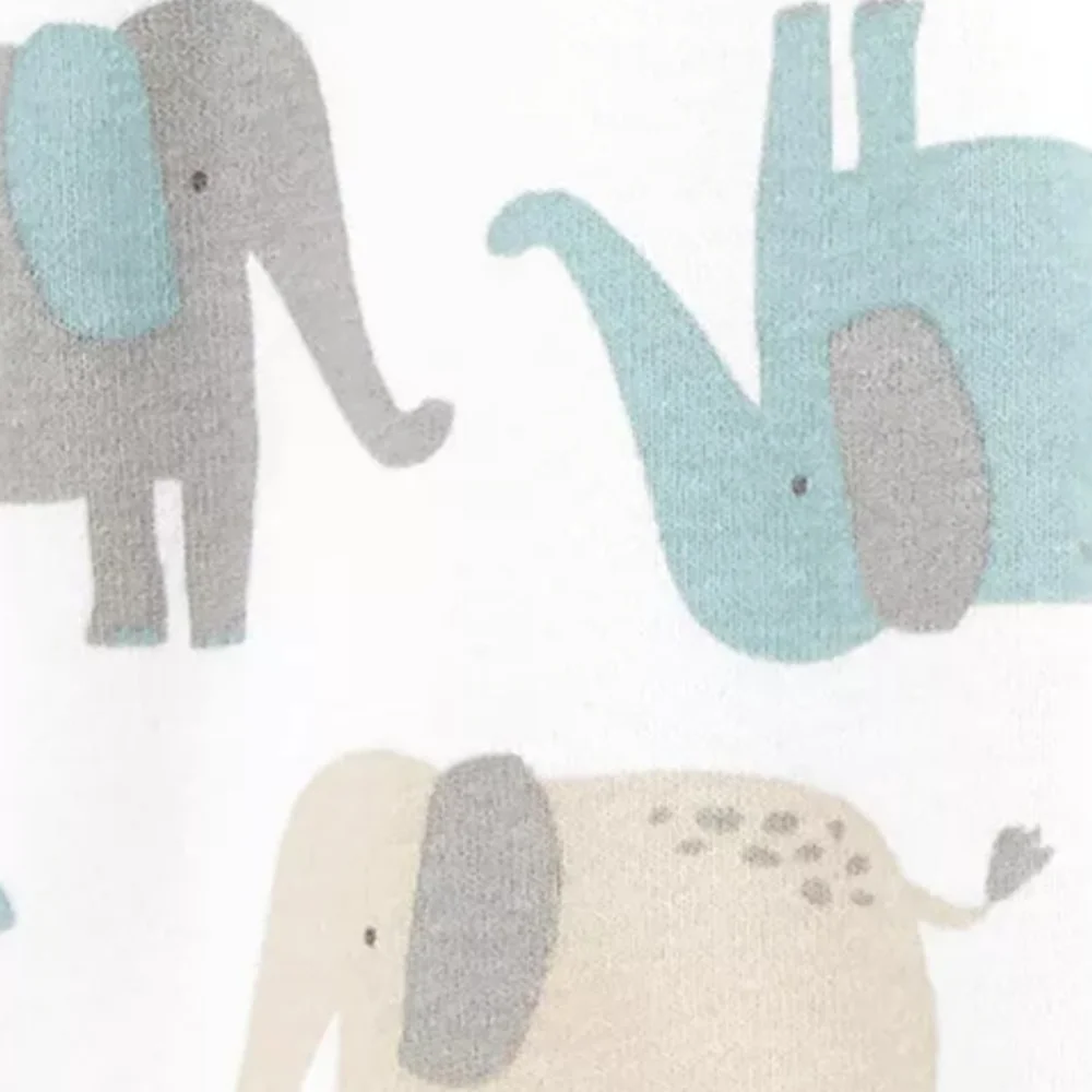 NWT Carter's Preemie Neutral 2-Pack Zip-Up Striped & Elephant Onsies
